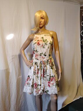 Charlotte Russe | White Rose Lace Overlay Spaghetti Strap Dress | XL | Removable